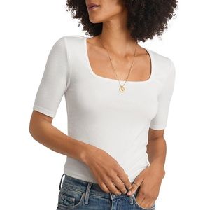 Marine Layer Lexi Ribbed Square Neck Top in white
